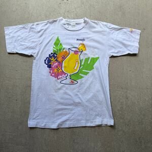 Vintage 90's Pusser's Rum Perfect Colada White Tropical Island Tee Shirt Sz XL
